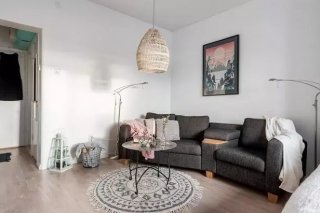35平单身公寓北欧风格装修效果实拍图