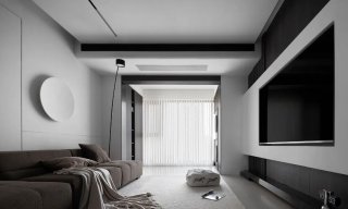 117平米三室黑白灰质感现代风格装修设计实拍图